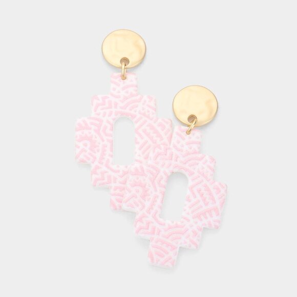 NEW Bohemian Pink Tribal Dangle Earrings - Picture 1 of 6